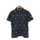 美品 PEARLY GATES パーリーゲイツ 053-9260755 ポロシャツ 4(M相当) ポリエステル100% 半袖 ゴルフ 総柄 ロゴ メンズ AY5...
