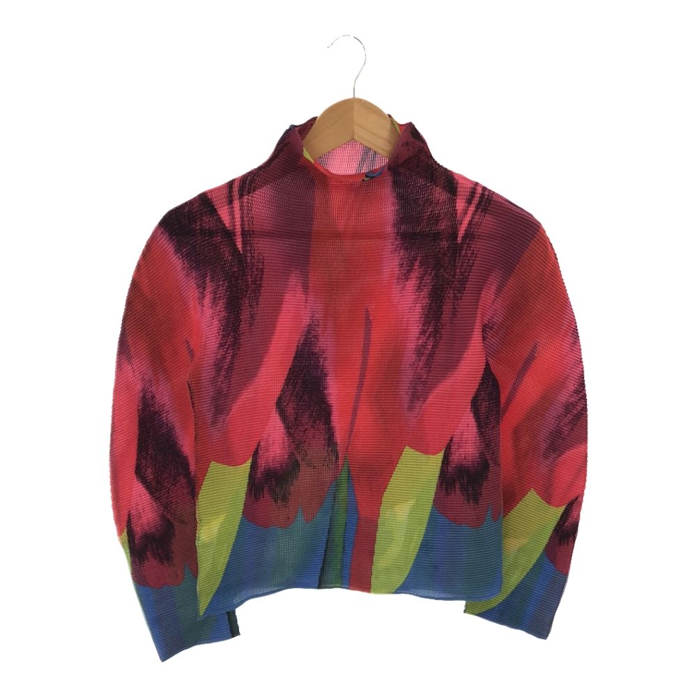 美品 me ISSEY MIYAKE ミーイッセイミヤケ MI11FJ381 ハイネックカットソー 3 ポリエステル100% プリーツ 長袖 レディース AY5...