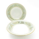美品 WEDGWOOD ウェッジウッド コロンビアセージグリーン ボウル 2枚 ペア サラダ ディープ 深皿 SY10542A3 【中古】