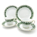 美品 MEISSEN マイセン ワインリーフ カップ&ソーサー 中皿 4点 トリオ 18cmプレート ティー コーヒー SU8439F 【中古】