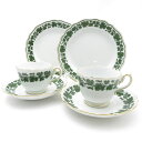 美品 MEISSEN マイセン ワインリーフ カップ&ソーサー 中皿 4点 トリオ 18cmプレート ティー コーヒー SU8441F 【中古】