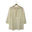 美品 Leilian レリアン トップス 9 (M) 麻100% 長袖 レース ビジュー レディース AM6096A62 【中古】