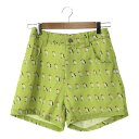 未使用 KISS ON THE GREEN キスオンザグリーン ゴルフウェア M(2) ポリエステル 他 ショートパンツ ライム オウム柄 レディース HT20...