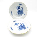 美品 ROYAL COPENHAGEN ロイヤルコペンハーゲン ブルーフラワーカーブ 中皿 2枚 ペア 金彩 17cmプレート パン ケーキ SM2999J 【...