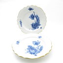 美品 ROYAL COPENHAGEN ロイヤルコペンハーゲン ブルーフラワーカーブ 中皿 2枚 ペア 金彩 17cmプレート パン ケーキ SM3000J 【...