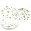 美品 WEDGWOOD ウェッジウッド ワイルドストロベリー 中皿&大皿 5枚 プレートセット ケーキ デザート ディナー SU9051E 【中古】