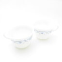 PYREX パイレックス モーニングブルー カップ 2点 ミルクガラス ペア ヴィンテージ オールド コーニング SY10229A2 【中古】