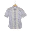美品 NARACAMICIE ナラカミーチェ 10 31 04 031 シャツ 0(S) コットン ナイロン 半袖 レース ストライプ レディース AN995A...