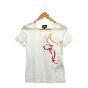 美品 EMPORIO ARMANI アルマーニ Tシャツ 42 (M) コットン100% 半袖 牛 ウシ レディース AM6159A29 【中古】