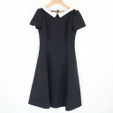 美品 FOXEY NEW YORK フォクシー 41015 ワンピース 38 (S) ポリエステル100% 半袖 膝丈 ドレス 白襟 レディース AM6288W...