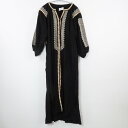 美品 make_ai メイクアイ ワンピース F 麻他 長袖 ビーズ 刺繍 レディース AO2349A67 【中古】