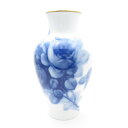 美品 OKURA 大倉陶園 ブルーローズ 花瓶 フラワーベース H27 花器 壺 バラ 青薔薇 SU9476L2 【中古】