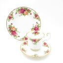 美品 ROYAL ALBERT ロイヤルアルバート オールドカントリーローズ デミタスカップ&ソーサー 15.5cmプレート トリオ1セット 薔薇 中皿 ケーキ...