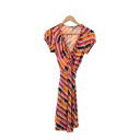 美品 DIANE von FURSTENBERG ダイアンフォンファステンバーグ ワンピース 2(S相当) シルク 半袖 ひざ丈 総柄 トップス レディース A...