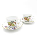 ROYAL WORCESTER ロイヤルウースター イヴシャム カップ&ソーサー 2客 ペア ティー コーヒー フルーツ柄 果物 SU9795V1