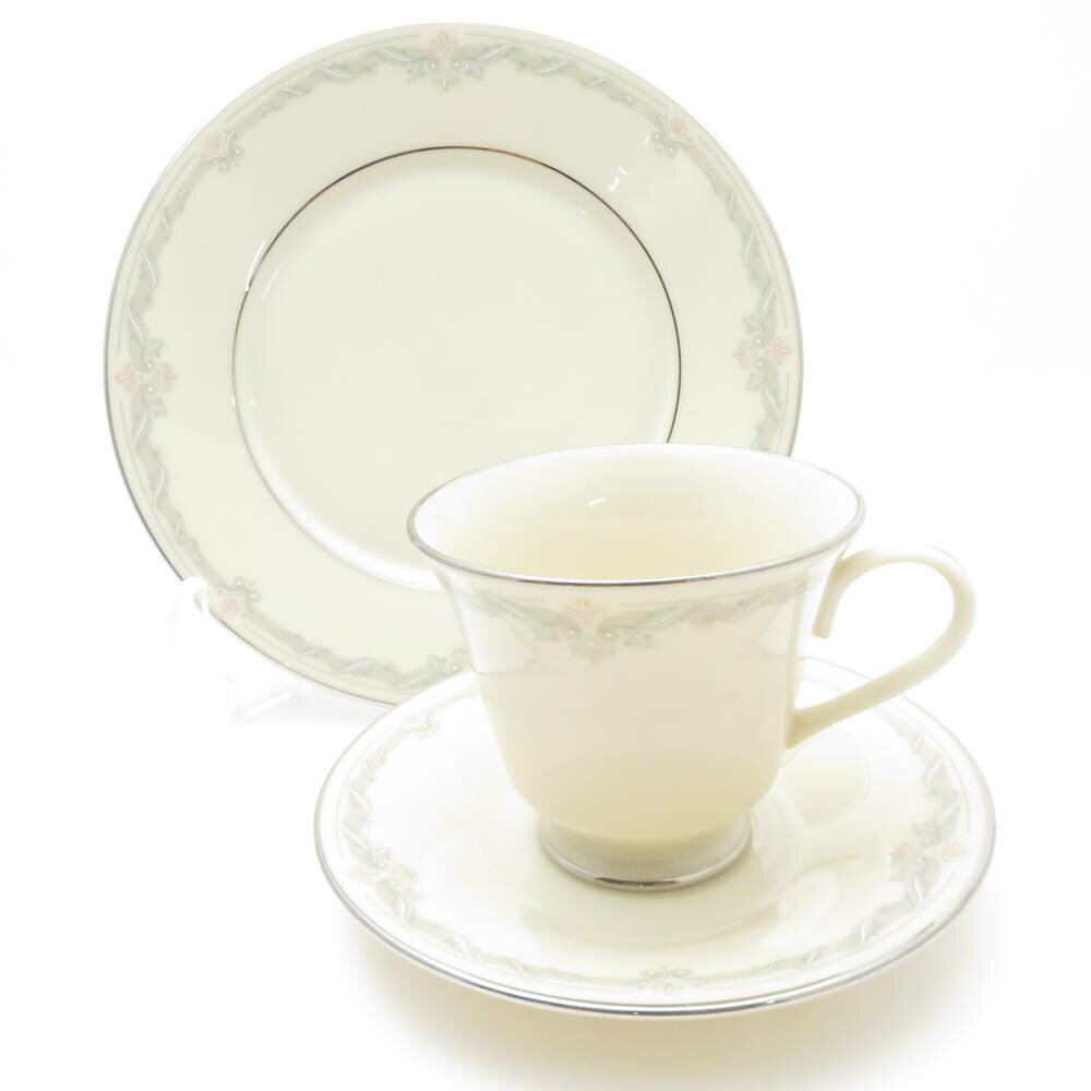 美品 LENOX レノックス キングストン カップ&ソーサー 中皿 2点 セット トリオ コーヒー SO2309X2 【中古】