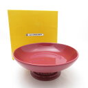 美品 Le Creuset ルクルーゼ メゾンドパリシリーズ ハイスタンド・ディッシュ 盛り皿 ストーンウェア ダークフランボワーズ 希少 レア プレート SU...