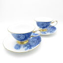 美品 OKURA 大倉陶園 The OKURA 岡染めぼたん カップ&ソーサー 2客 ペア 牡丹 碗皿 ティー コーヒー 高級 SU10330B4 【中古】