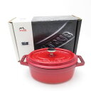 美品 STAUB ストウブ ミニピコココットオーバル 両手鍋 11cm チェリー SO2405B1 【中古】
