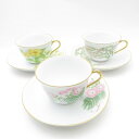 美品 OKURA 大倉陶園 日本花の会 美しい花 カップ&ソーサー 3客 ST398Q1 【中古】
