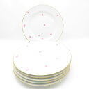 OKURA 大倉陶園 ピンクローズ 大皿 6枚 25cmディナープレートセット 小花柄 金彩 SU10594B2 【中古】