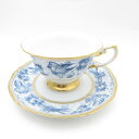 美品 OKURA 大倉陶園 呉須シルクロード カップ&ソーサー ティー コーヒー 鳥獣草花図 レア SO2792V2 【中古】