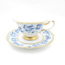美品 OKURA 大倉陶園 呉須シルクロード カップ&ソーサー ティー コーヒー 鳥獣草花図 レア SO2793V2 【中古】
