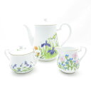 美品 IEI インペリアルエンタープライズ 万葉の花 ティーポット&シュガー&クリーマー 3点 セット 茶器 ミルク 砂糖 限定版高級磁器 SU10726T2 ...