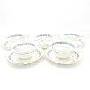 WEDGWOOD ウェッジウッド アップルドア ティーカップ&ソーサー 5客 セット ピオニー 金彩 黒壺 紅茶 英国 SU10844U1 【中古】