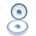美品 ROYAL COPENHAGEN ロイヤルコペンハーゲン トランクェーバー 大皿 2枚 ペア 25cmプレート ディナー 花柄 青 北欧 SU11089U...