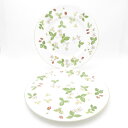 WEDGWOOD ウェッジウッド ワイルドストロベリー 大皿 2枚 ペア 27cmプレート ディナー 金彩 英国 SU11138P1 【中古】