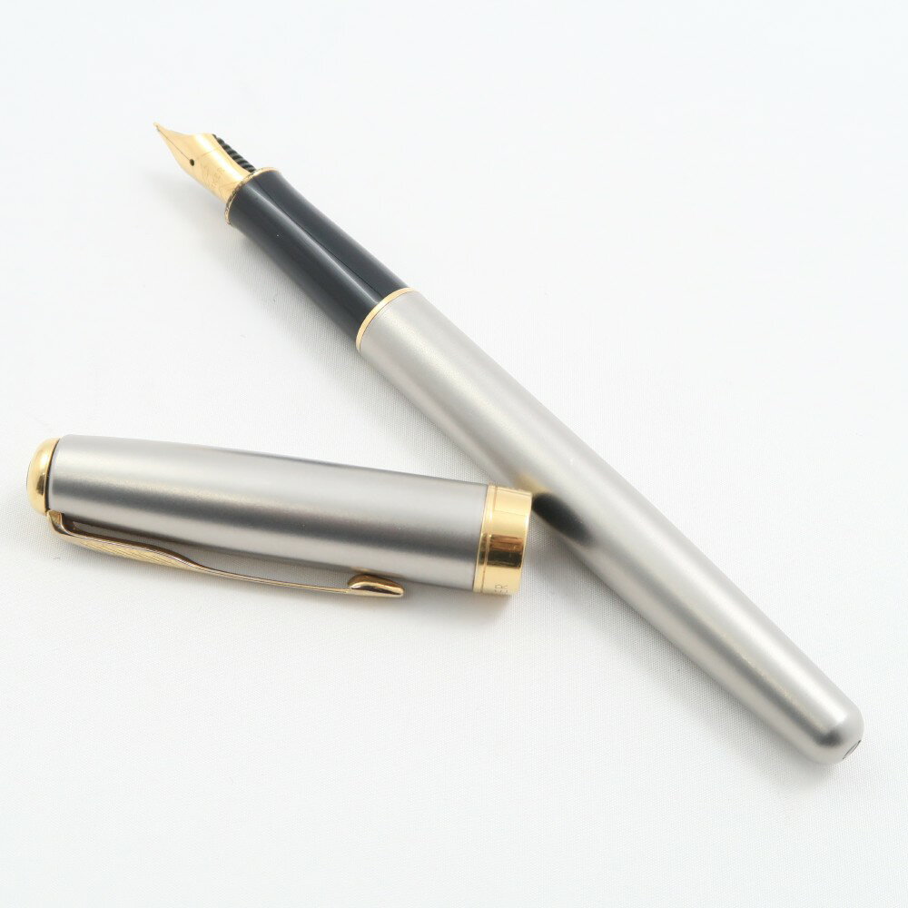 美品 PARKER パーカー ソネット 万年筆 全長13 F字 銀 金 文房具 筆記用具 HU1434W3 【中古】