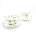 美品 WEDGWOOD ウェッジウッド ワイルドストロベリー ティーカップ&ソーサー 2客 セット ピオニー/リー 黒壺 金彩 英国 紅茶 SU11315L1 ...