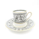 美品 WEDGWOOD ウェッジウッド フロレンティーン ブラック デミタスカップ&ソーサー 1客 エスプレッソ 珈琲 金彩 黒壺 英国 SU11099B4 【...