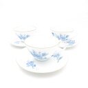 美品 OKURA 大倉陶園 カップ&ソーサー 3客 セット ブルーフラワー 青 花 金彩 SU11109B4 【中古】