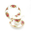 美品 ROYAL ALBERT ロイヤルアルバート オールドカントリーローズ ティーカップ&ソーサー 中皿 2点 セット デザートプレート ケーキ 18cm S...