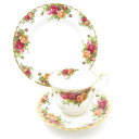 美品 ROYAL ALBERT ロイヤルアルバート オールドカントリーローズ ティーカップ&ソーサー 中皿 2点 セット デザートプレート ケーキ 20cm S...