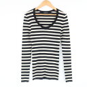 美品 Deuxieme Classe ドゥーズィエムクラス ニットトップス ウール シルク カシミヤ 長袖 ボーダー レディース AM6486A38 【中古】
