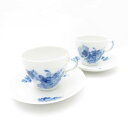 ROYAL COPENHAGEN ロイヤルコペンハーゲン ブルーフラワープレイン コーヒーカップ&ソーサー 2客 ペア SO2888C1 【中古】