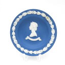 美品 WEDGWOOD ウェッジウッド ジャスパー ポートランドブルー 1952 シルバージュビリー 1977 エリザベス女王 英国 ミニプレート 1枚 ピンデ...