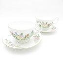 美品 Aynsley エインズレイ ワイルドチューダー ティーカップ&ソーサー 2客 ペア 花柄 フラワー 金彩 紅茶 英国 SU11171B1 【中古】