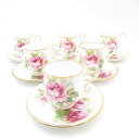 美品 ROYAL ALBERT ロイヤルアルバート アメリカンビューティー デミタスカップ&ソーサー 6客 セット コーヒー 金彩 薔薇 レア 希少 SU114...
