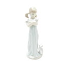 美品 LLADRO リヤドロ 5743 私のことも忘れないで フィギュリン 女の子 猫 陶器人形 オブジェ SU11494S3 【中古】
