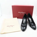 美品 Salvatore Ferragamo フェラガモ NAVIGLI ウェッジソールパンプス 5 1/2C ヒール7cm パテント レディース AY6109...