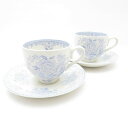 BURLEIGH バーレイ ブルーアジアティックフェザンツ カップ&ソーサー 2客 ペア 花柄 フラワー SM3904C2 【中古】