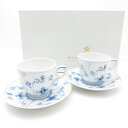 未使用 ROYAL COPENHAGEN ロイヤルコペンハーゲン ブルーフルーテッドプレイン コーヒーカップ&ソーサー 2客 ペア SM3913J2 【中古】
