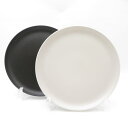 未使用 Le Creuset ルクルーゼ クーペ 中皿 2枚 セット ブラック ライトグレー プレート SO3084B3 【中古】