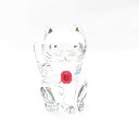 美品 Baccarat バカラ ラッキーキャット レッドオクトゴン フィギュリン クリスタル 招き猫 まねき 開運 置物 インテリア SU11459B3 【中古...