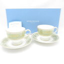 未使用 WEDGWOOD ウェッジウッド コロンビアセージグリーン ティーカップ&ソーサー 2客 ペア リー SM3979B1 【中古】