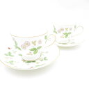 美品 WEDGWOOD ウェッジウッド ワイルドストロベリー カップ&ソーサー 2客 ペア ティー コーヒー リー SO3099B1 【中古】